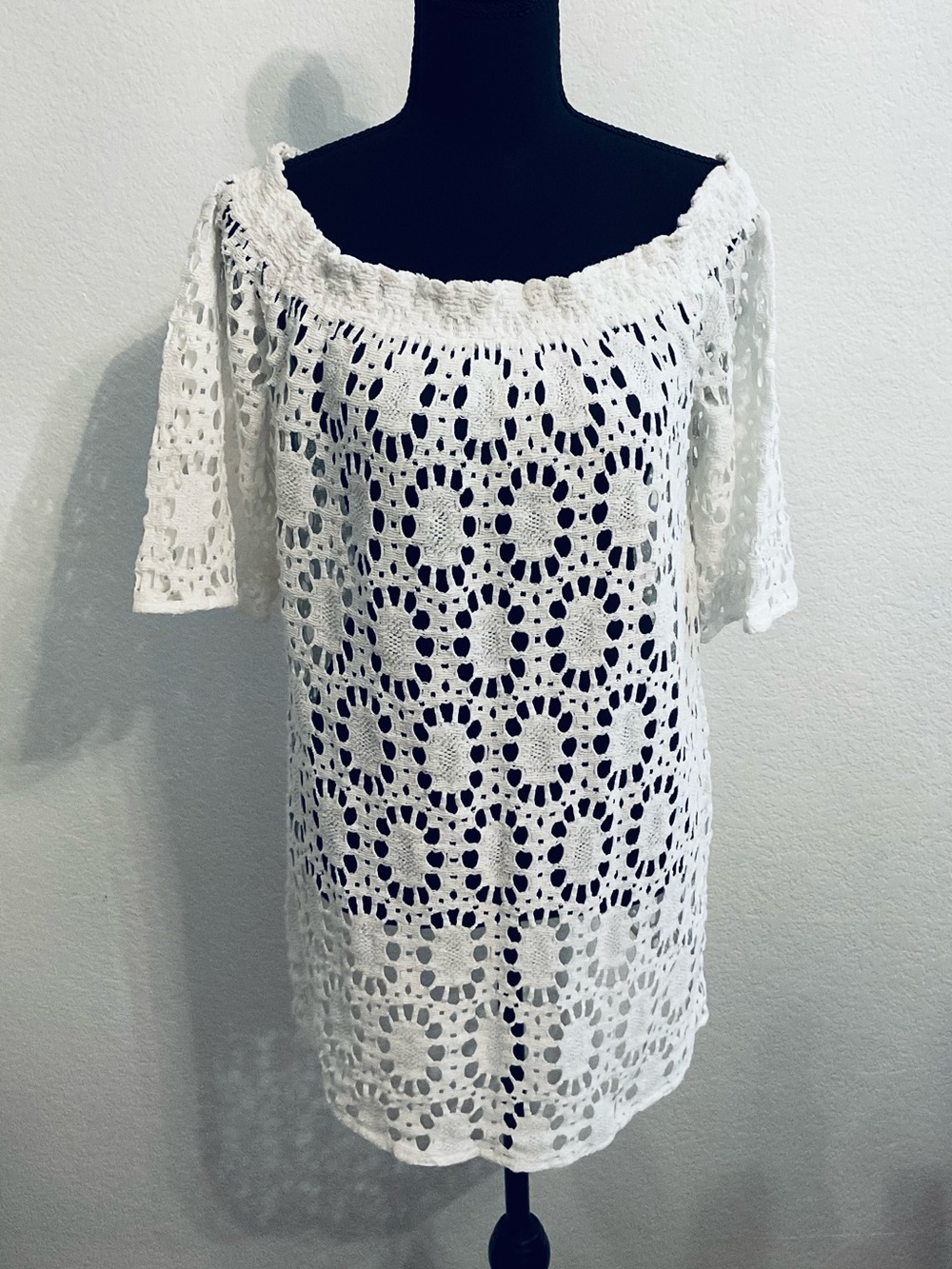 Trina Turk White Crochet cover up